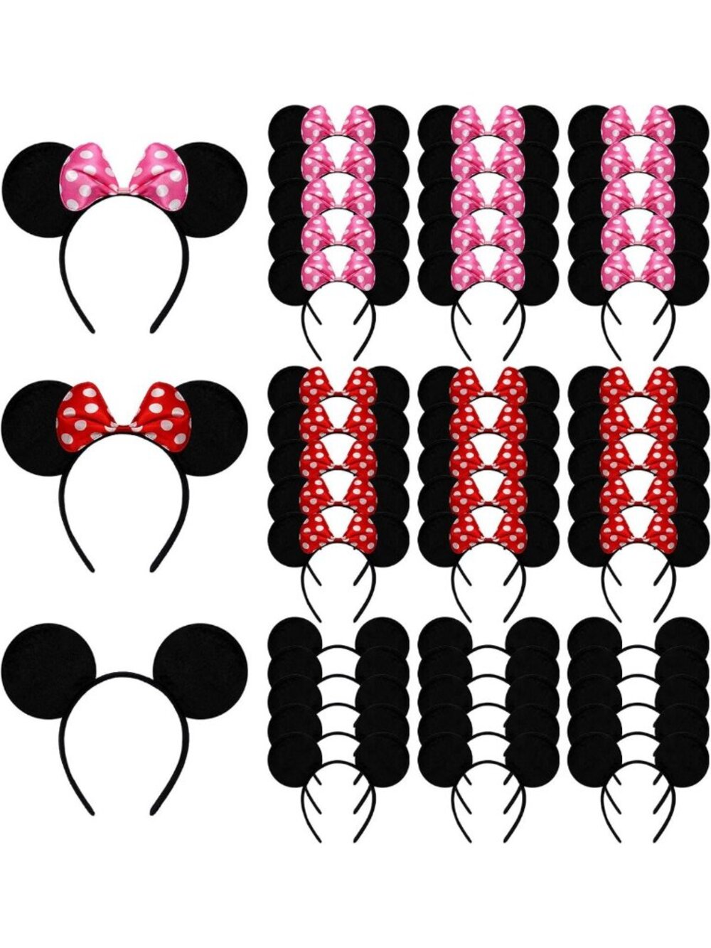 50 Pcs Mouse Ears Headbands for Birthday Parties, Costume Play & Celebration